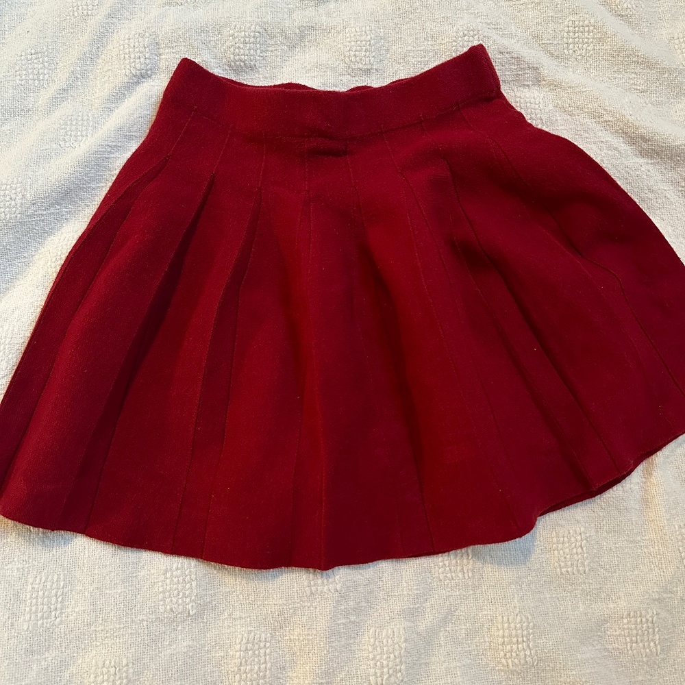 Red Knitted Mini Skirt